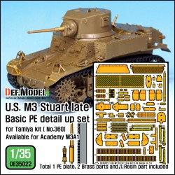 U.S. M3 Stuart late Basic PE detail up set (for Tamiya, Academy 1/35) 
