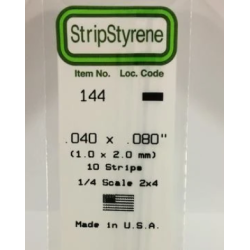 144 - .040" X .080" OPAQUE WHITE POLYSTYRENE STRIP