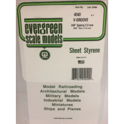 Styrene Plastic V-Groove 0.040"x 12"x 6"