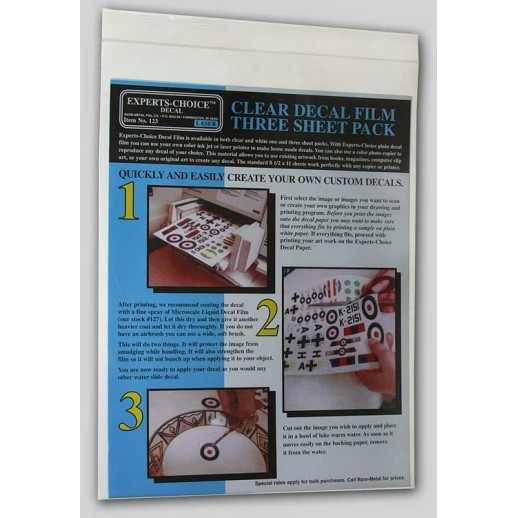 3 clear decalsheets laser