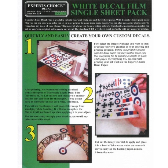 white decalsheet inkjet