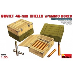 Soviet 45mm shells w. ammo boxes