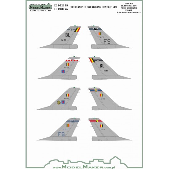 Belgian F-16 Squadrons GENERIC SET
